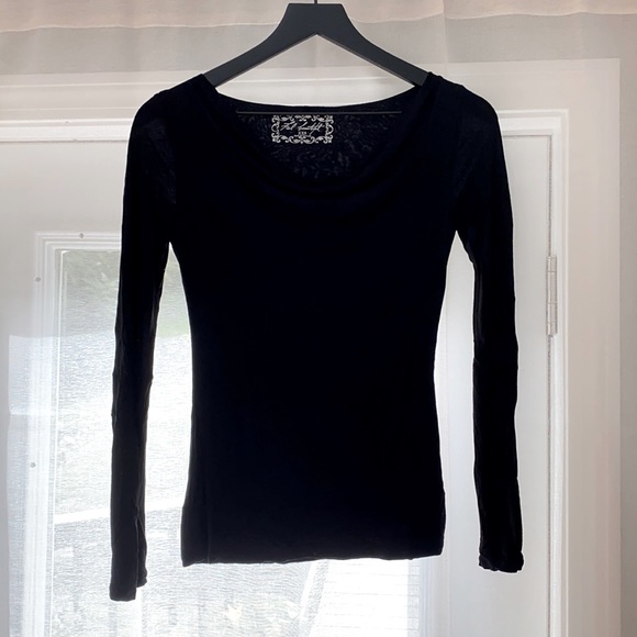 White House Black Market Tops - WHBM Black Drape Neck Long Sleeve Top - XXS